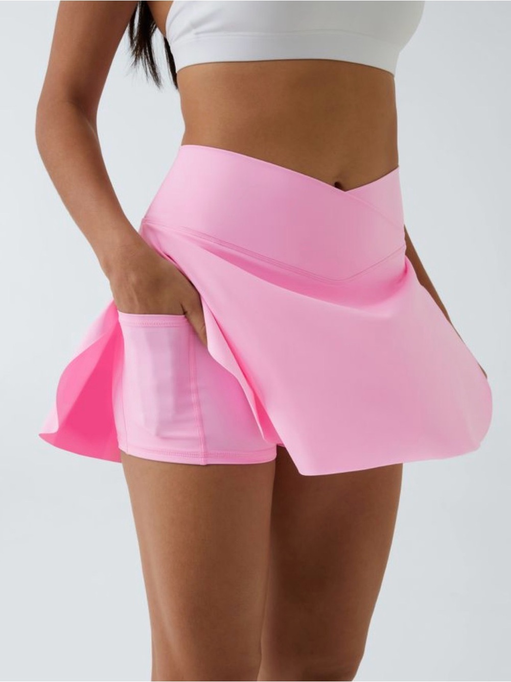 Women TALL Pink Athletic SoftlyZero Airy Crossover InstantCool 2-in-1 Skirt - Picture 4 of 7